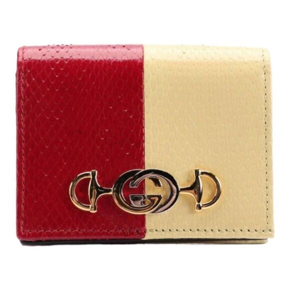 Gucci Zumi Horse Bit Pythion Card Case in Colorblock with Chain & Dust Bag WOC - Picture 4 of 9